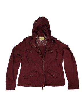 Prince & Fox Maroon Utility Jacket XL Hooded Cargo Military Jacket